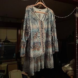 Avenue boho turquoise and brown top 30/32W